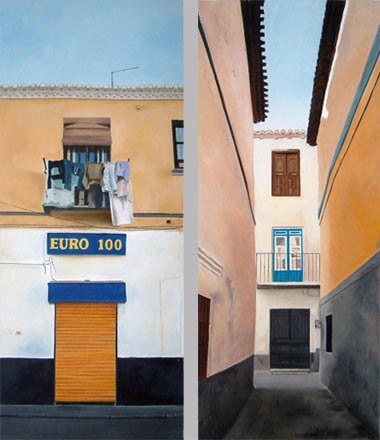 Straßenansicht 09, Acryl auf Leinwand · je 0,80 × 2,00 m